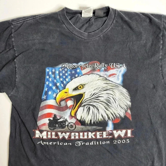 Motorcycle Rally 2003 Milwaukee Big Eagle Logo Shirt Size XL American Tradition - Picture 5 of 5